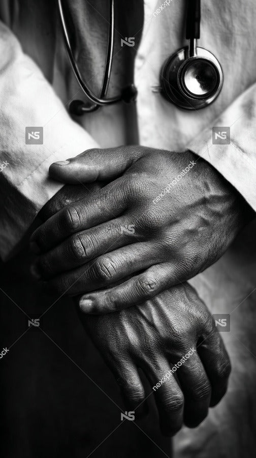 A Doctor S Hands Crossed Over Their Chest With A Stethoscope Hanging Around Their Neck — Stock Photo