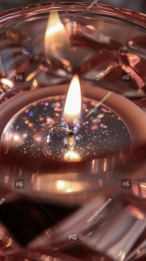 A Colorful Candle With A Wick Inside A Glass Jar Illuminated By A Flame — Stock Photo