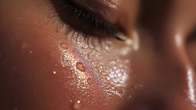 a close up image of a person s face with visible tears emphasizing the emotion conveyed by the droplets on their cheek - Stock Video