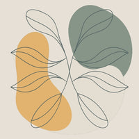 A Digital Illustration An Abstract Design Composed Of Leaves And Shapes In Various Shades Of Green Yellow And Brown — Stock Vector