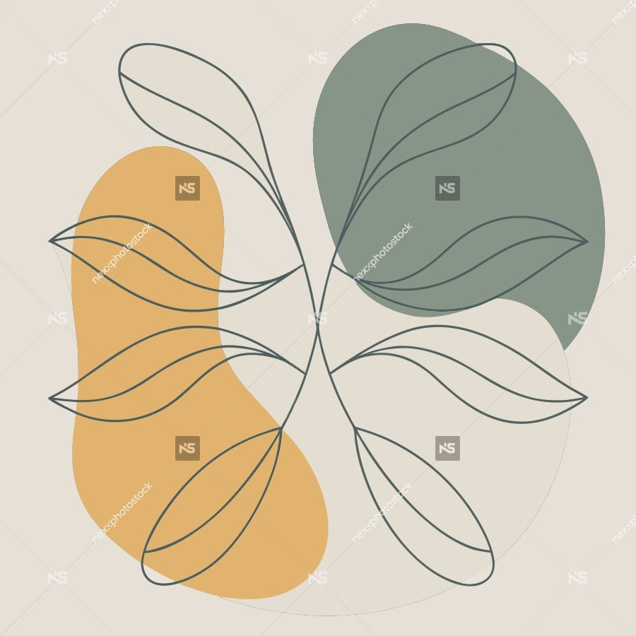 A Digital Illustration An Abstract Design Composed Of Leaves And Shapes In Various Shades Of Green Yellow And Brown — Stock Vector