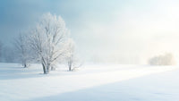A Serene Winter Landscape A Frozen Lake Blanketed In Snow Under A Clear Blue Sky — Stock Photo