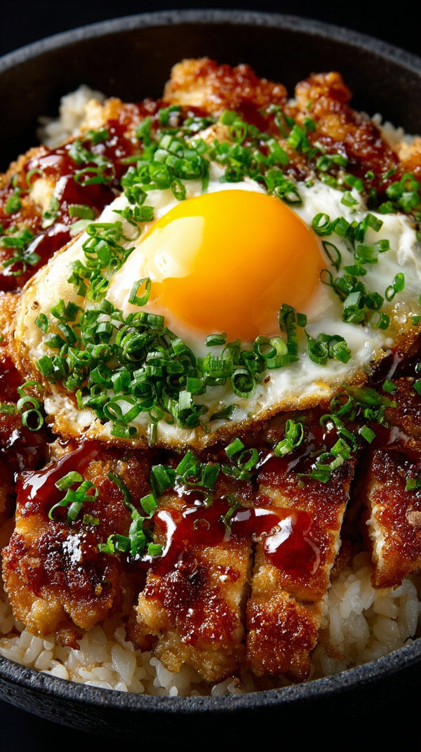 A Plate Of Fried Rice Topped With A Sunny Side Up Egg And Green Herbs Served In A Black Bowl — Stock Photo