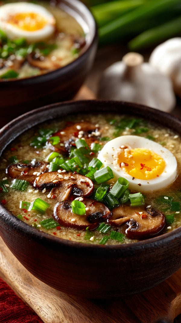 Egg Drop Soup A Popular Chinese Dish Is Served In A Bowl With A Soft Boiled Egg On Top — Stock Photo