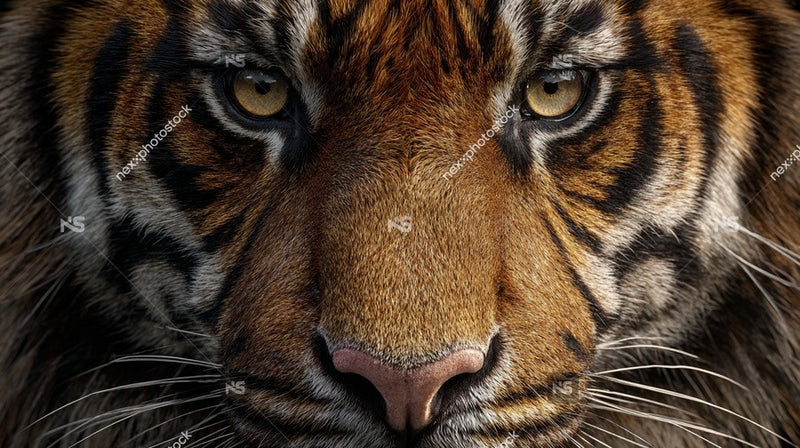 A Close Up Of A Tiger S Face Showcasing Its Striking Eyes And Detailed Fur Pattern — Stock Photo