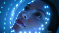 Futuristic Headgear On A Woman S Face — Stock Photo