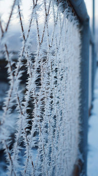 Icicles Frozen On Wire Fence — Stock Photo