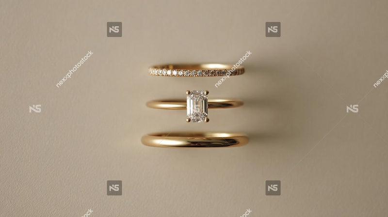 A Gold Ring With Two Diamonds Set Against A Light Background — Stock Photo