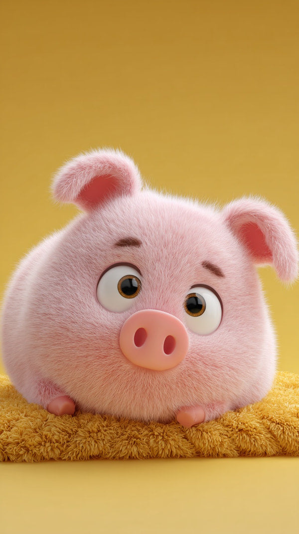 Features A Character Resembling Piggy Bank From The Pixar Movie Sitting On A Yellow Surface With A Beige Carpet In The Background — Stock Photo