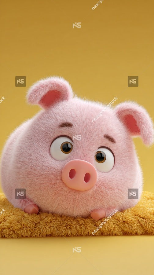 Features A Character Resembling Piggy Bank From The Pixar Movie Sitting On A Yellow Surface With A Beige Carpet In The Background — Stock Photo