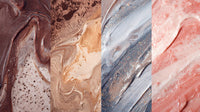 Colorful Paint Splatters On Canvas Showcasing A Variety Of Hues And Textures In A Close Up View Set Against A Dark Background — Stock Photo