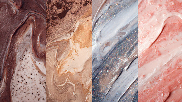 Colorful Paint Splatters On Canvas Showcasing A Variety Of Hues And Textures In A Close Up View Set Against A Dark Background — Stock Photo