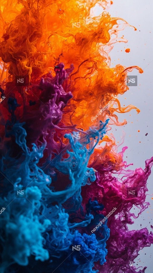 Colorful Ink Splash In A Close Up Shot With Vibrant Hues Of Blue Green And Purple Against A White Background — Stock Photo