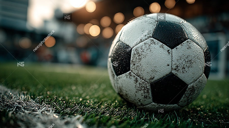 Black And White Soccer Ball On Field — Stock Photo