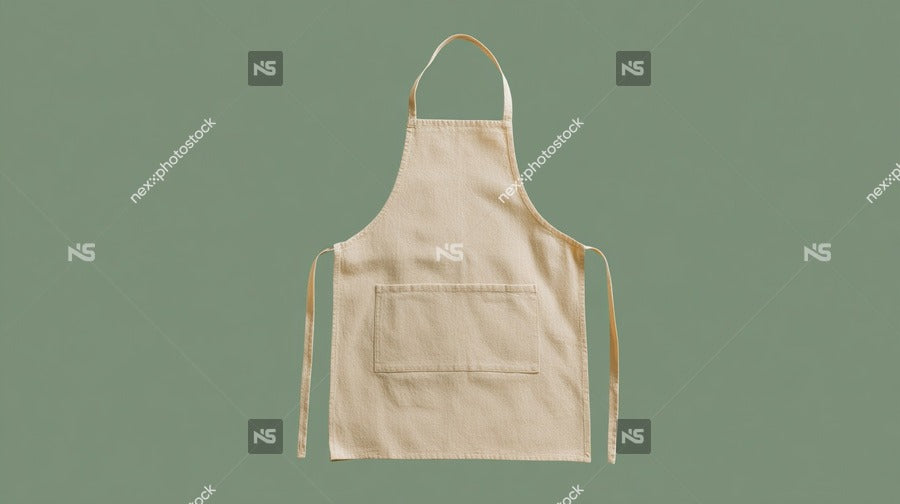 A Beige Apron With Yellow Straps In A Studio Setting Showcasing Its Design And Color — Stock Photo
