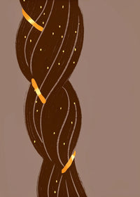 A Stylized Braided Hair Design A Tattoo A Piece Of Art With Gold Accents And A Dark Background — Stock Illustration