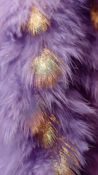Displays A Close Up Of A Purple Feather Boa Adorned With Gold Sequins And Fringe Details — Stock Photo