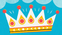 A Colorful Illustration Of A Crown Adorned With Candles Set Against A Blue Background — Stock Illustration