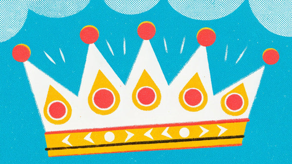 A Colorful Illustration Of A Crown Adorned With Candles Set Against A Blue Background — Stock Illustration