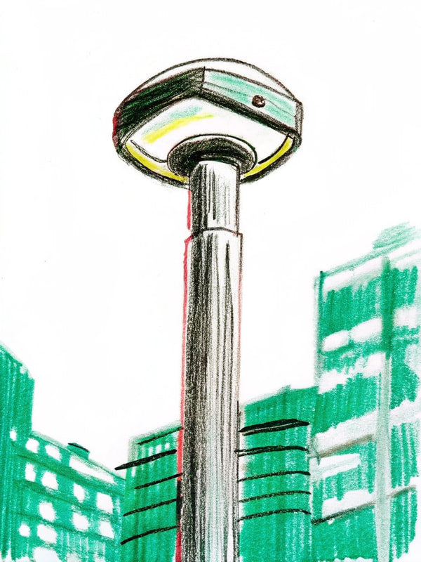 A Street Lamp In An Urban Setting — Stock Illustration