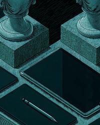 A Black And White Illustration Of Two Chess Pieces One On Each Side Of A Table With A Dark Background — Stock Illustration