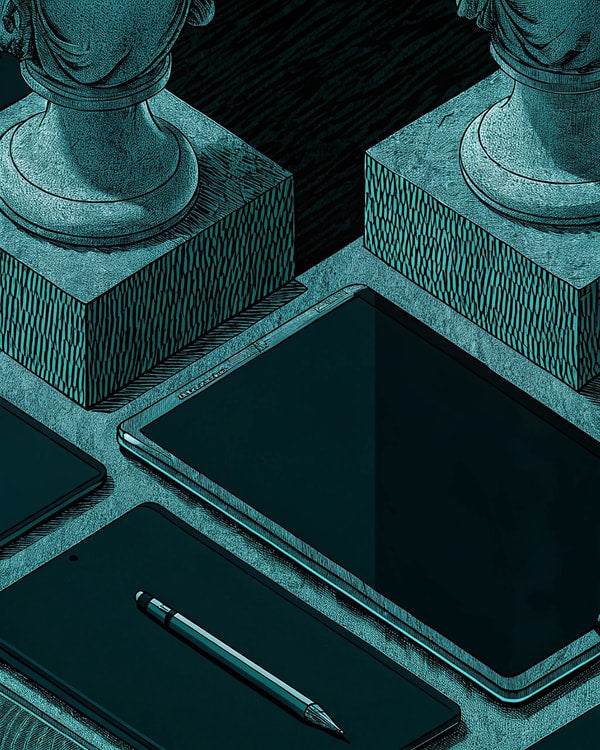 A Black And White Illustration Of Two Chess Pieces One On Each Side Of A Table With A Dark Background — Stock Illustration