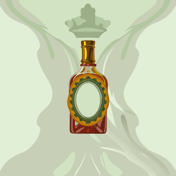 Amber Bottle With A Mirror On A Green Background — Stock Vector