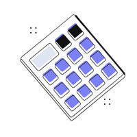 Shows A Calculator Keypad With Blue And Black Keys Displayed In A Top Down View Against A White Background — Stock Vector