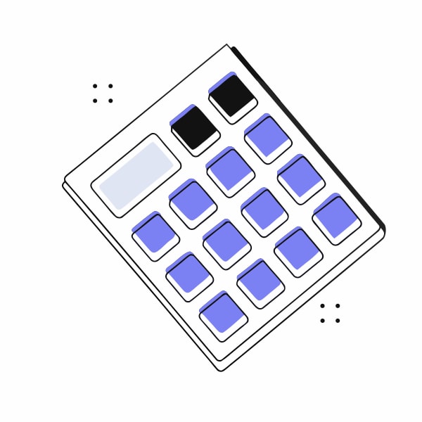 Shows A Calculator Keypad With Blue And Black Keys Displayed In A Top Down View Against A White Background — Stock Vector