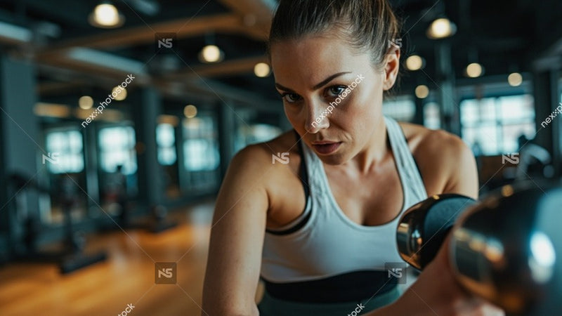 Woman In Gym With Dumbbell — Stock Photo