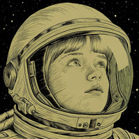 Illustration Of A Female Astronaut In Space Suit Looking To Her Right With A Expression — Stock Illustration