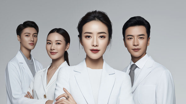 A Portrait Of Four Individuals A Group Of Fashion Models Influencers Posing Together For A Promotional Editorial Photograph — Stock Photo