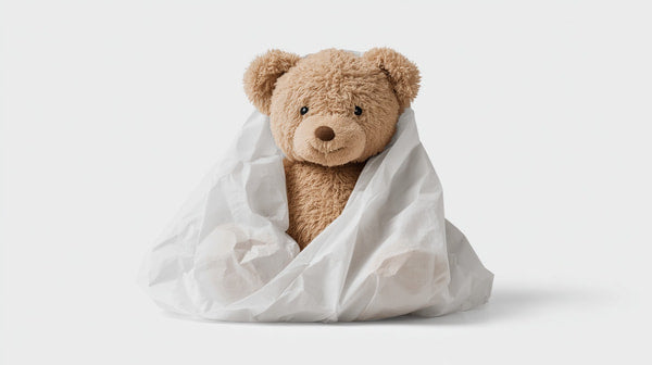 A Teddy Bear Wrapped In A Blanket — Stock Photo