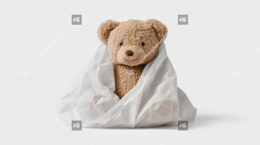 A Teddy Bear Wrapped In A Blanket — Stock Photo