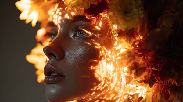 Flame Lit Portrait Of Woman — Stock Photo
