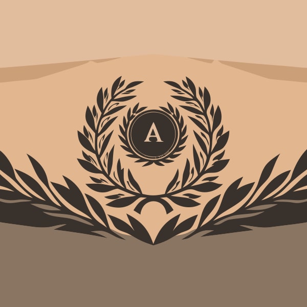 A Black And White Tattoo Design A Laurel Wreath And A Letter A In The Center — Stock Vector