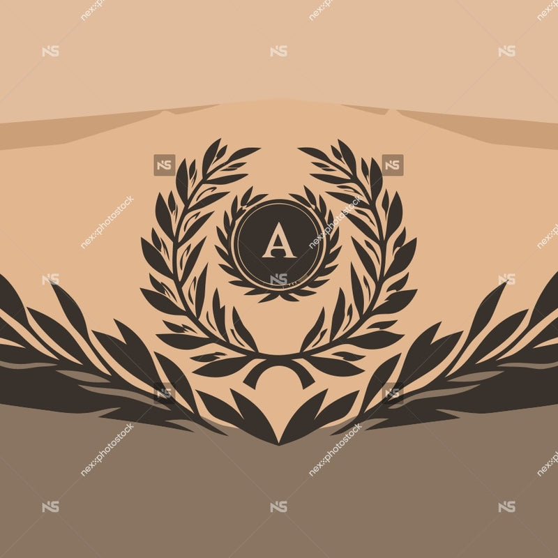 A Black And White Tattoo Design A Laurel Wreath And A Letter A In The Center — Stock Vector