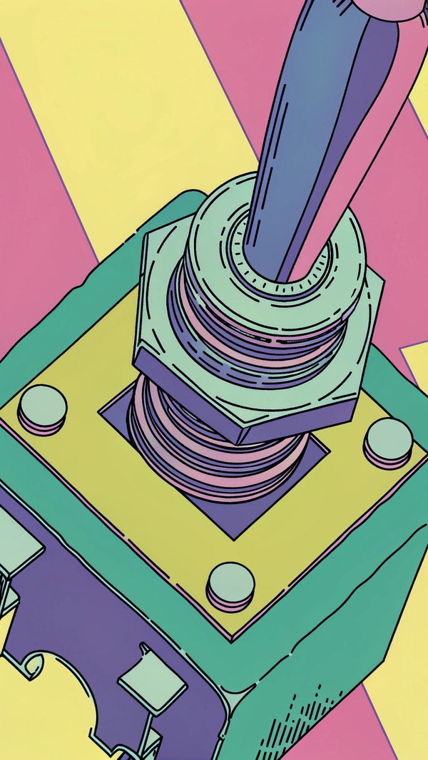 A Screwdriver Inserted Into An Electronic Device Captured In A Close Up Shot Against A Colorful Background — Stock Illustration