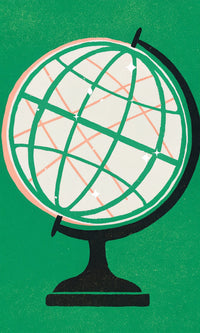 A Vintage Style Illustration Of A Globe With Pink Lines Set Against A Green Background — Stock Illustration