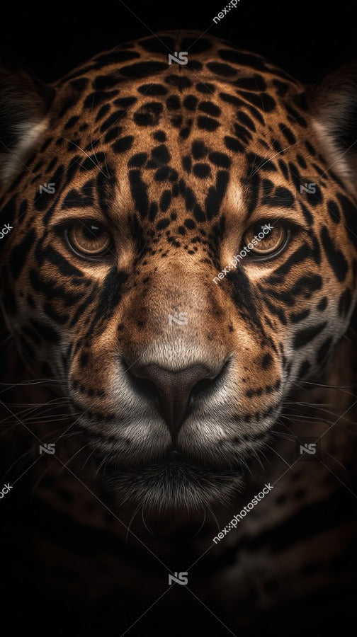 Jaguar Portrait With A Close Up View Of Its Face Showcasing Its Distinctive Spotted Pattern And Intense Gaze — Stock Photo