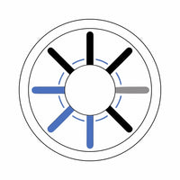 A Blue And White Steering Wheel With Six Spokes Set Against A White Background — Stock Vector