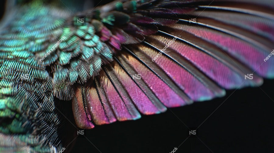 Displays A Close Up View Of A Bird With Vibrant Iridescent Feathers That Exhibit Hues Of Pink And Purple — Stock Photo