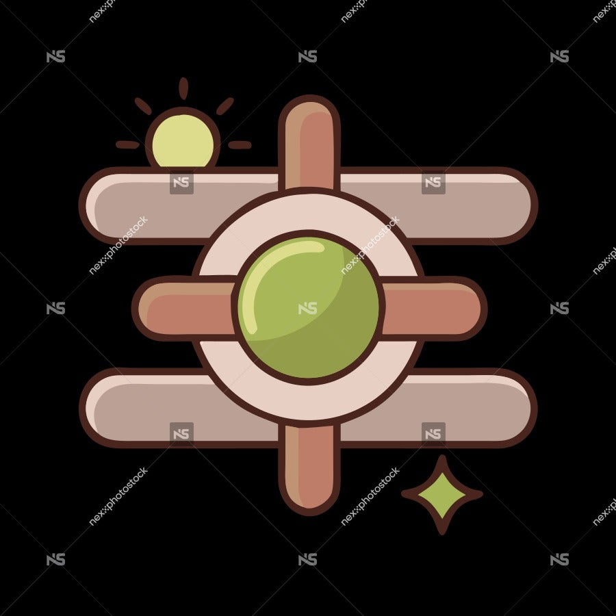 Colorful Abstract Design With A Central Circle And Two Smaller Circles On Either Side Set Against A Black Background — Stock Vector