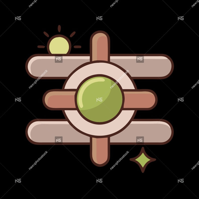 Colorful Abstract Design With A Central Circle And Two Smaller Circles On Either Side Set Against A Black Background — Stock Vector
