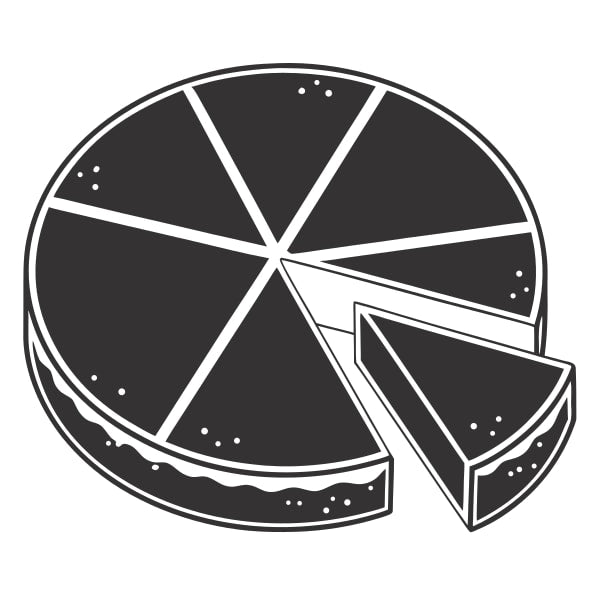 A Black And White Pie Chart Slice With A Slice Missing Representing A Portion Of A Whole Pie — Stock Vector