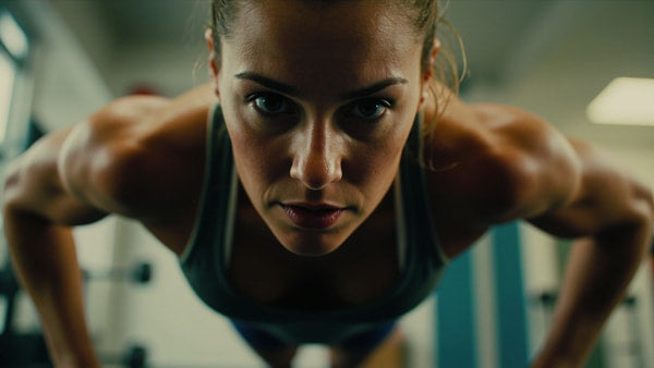 A Woman In A Gymnasium Performing An Exercise With A Barbell On Her Back — Stock Photo