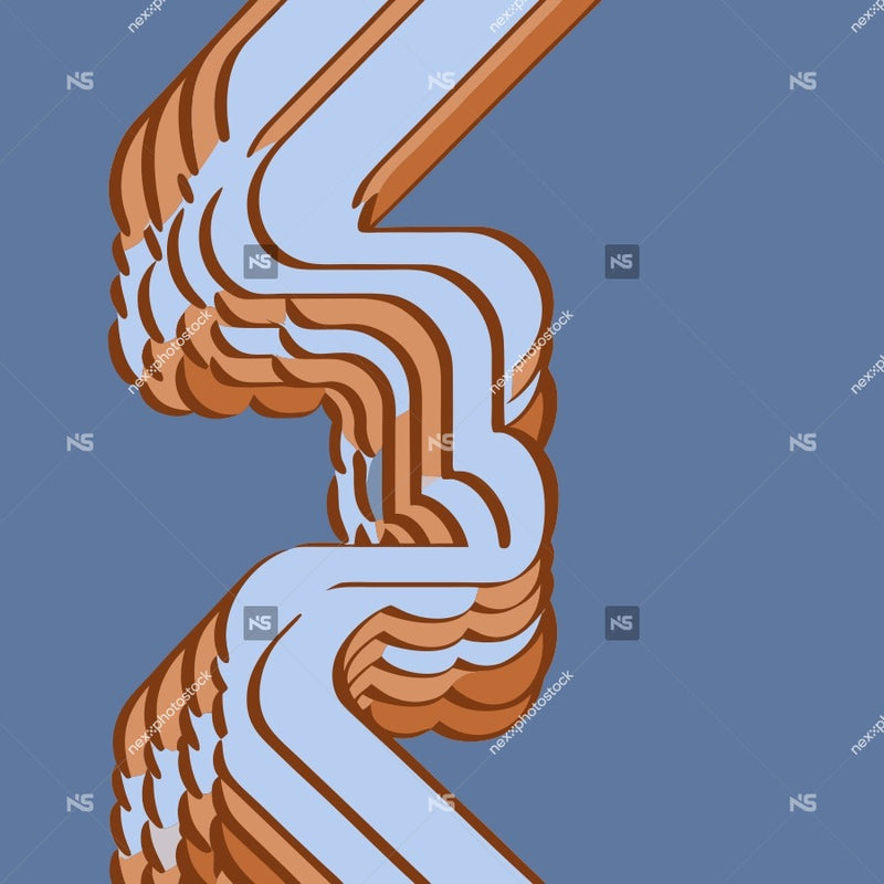 Abstract Design With Curved Lines And Shapes Resembling A Stylized Representation Of A Ribbon Wave Pattern Set Against A Plain Blue Background — Stock Vector