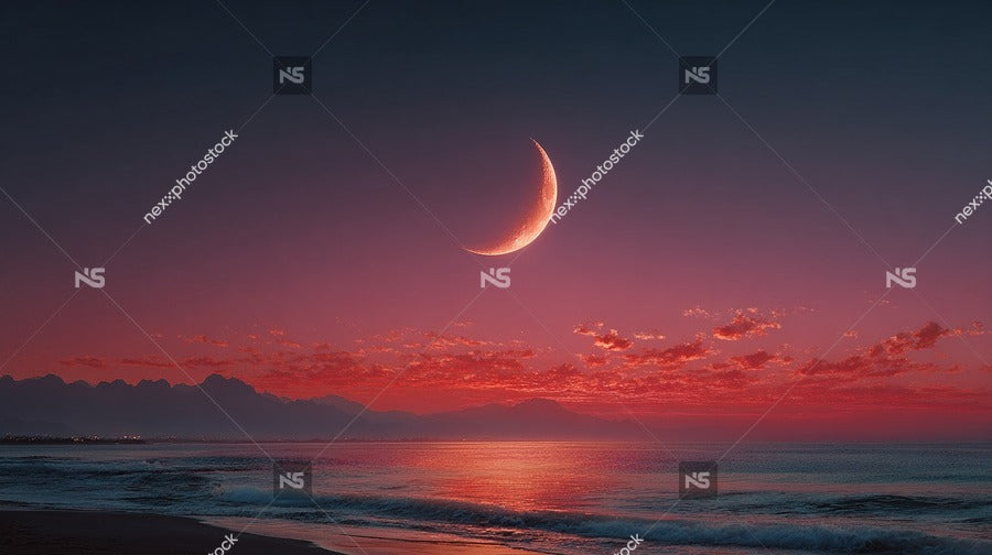 Moonlit Ocean Sunset — Stock Photo