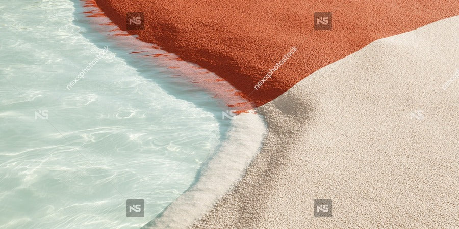 Shows A Sandy Beach With A Red Carpet Leading Into The Water Which Is Visible In The Background — Stock Photo