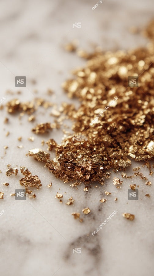 Gold Glitter On A Marble Countertop — Stock Photo